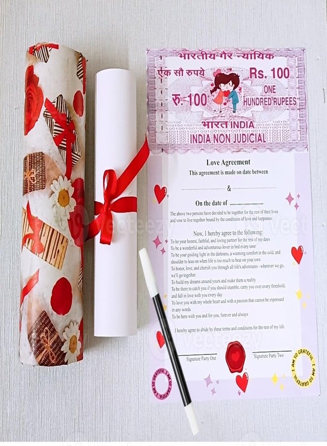 Guuchuu Love Contract Agreement/Love Agreement Certificate with Pre Defined Terms & Conditions (ith Black Sketch Pen) (Art Design) - Image 1